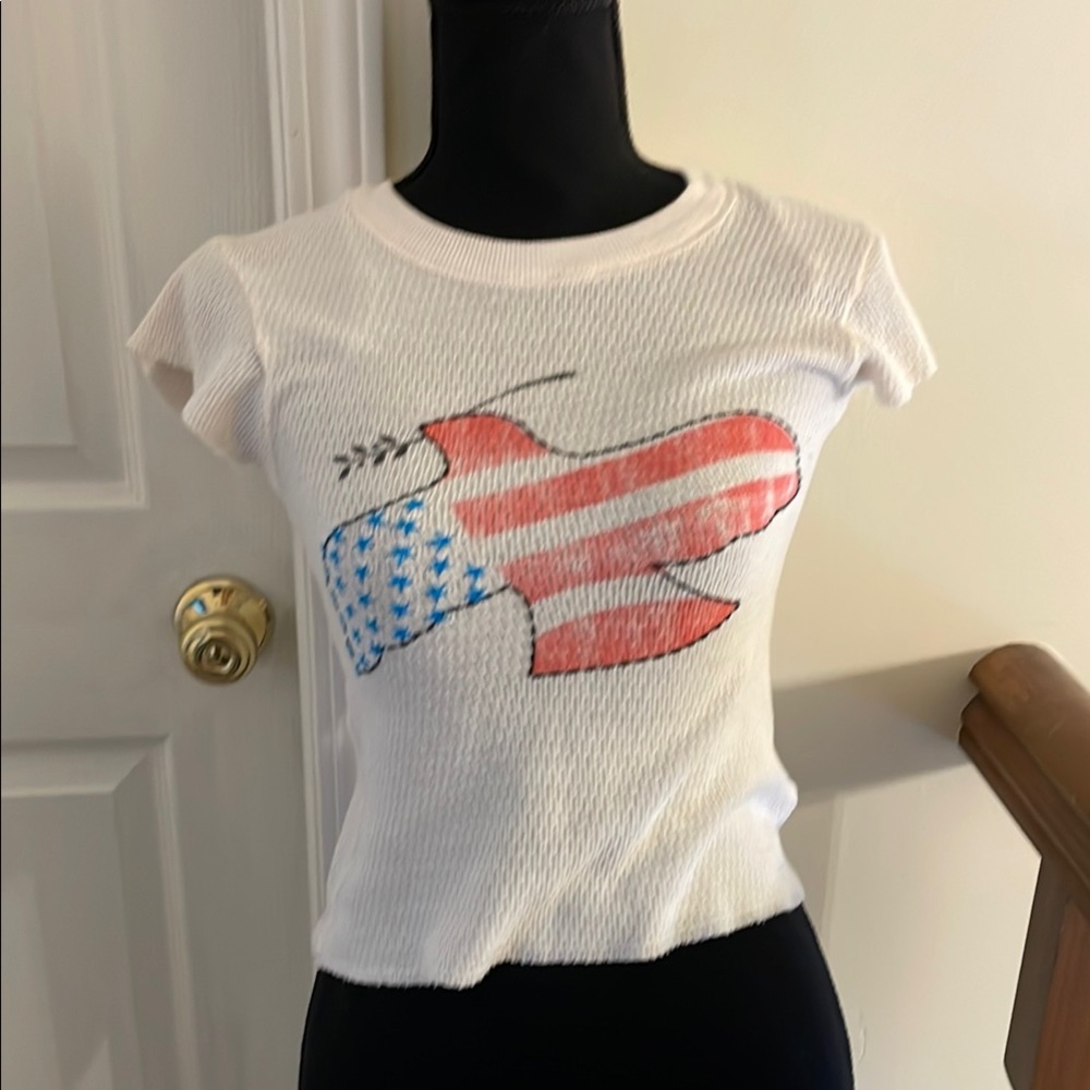 Free People.White Graphic Women's Top